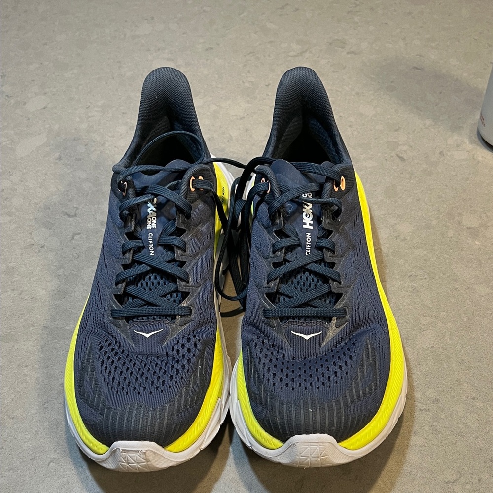 Hoka Black and Yellow Athletic Shoes